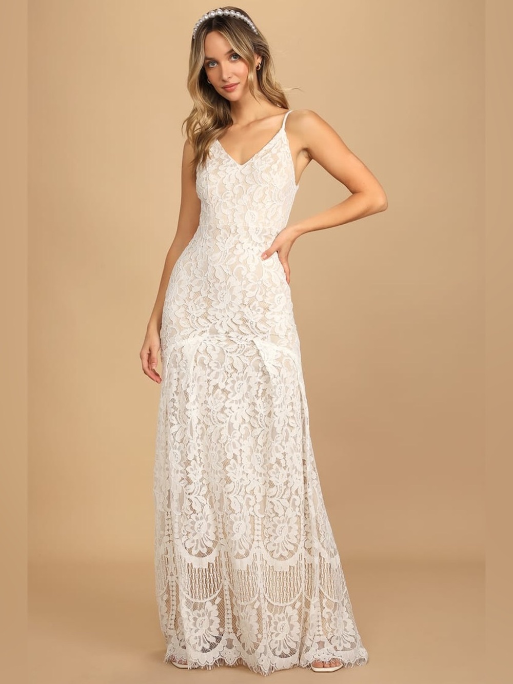 Lulus Flynn White Lace Maxi Dress Size S Boho Bridal Wedding/ Grad Dress Small